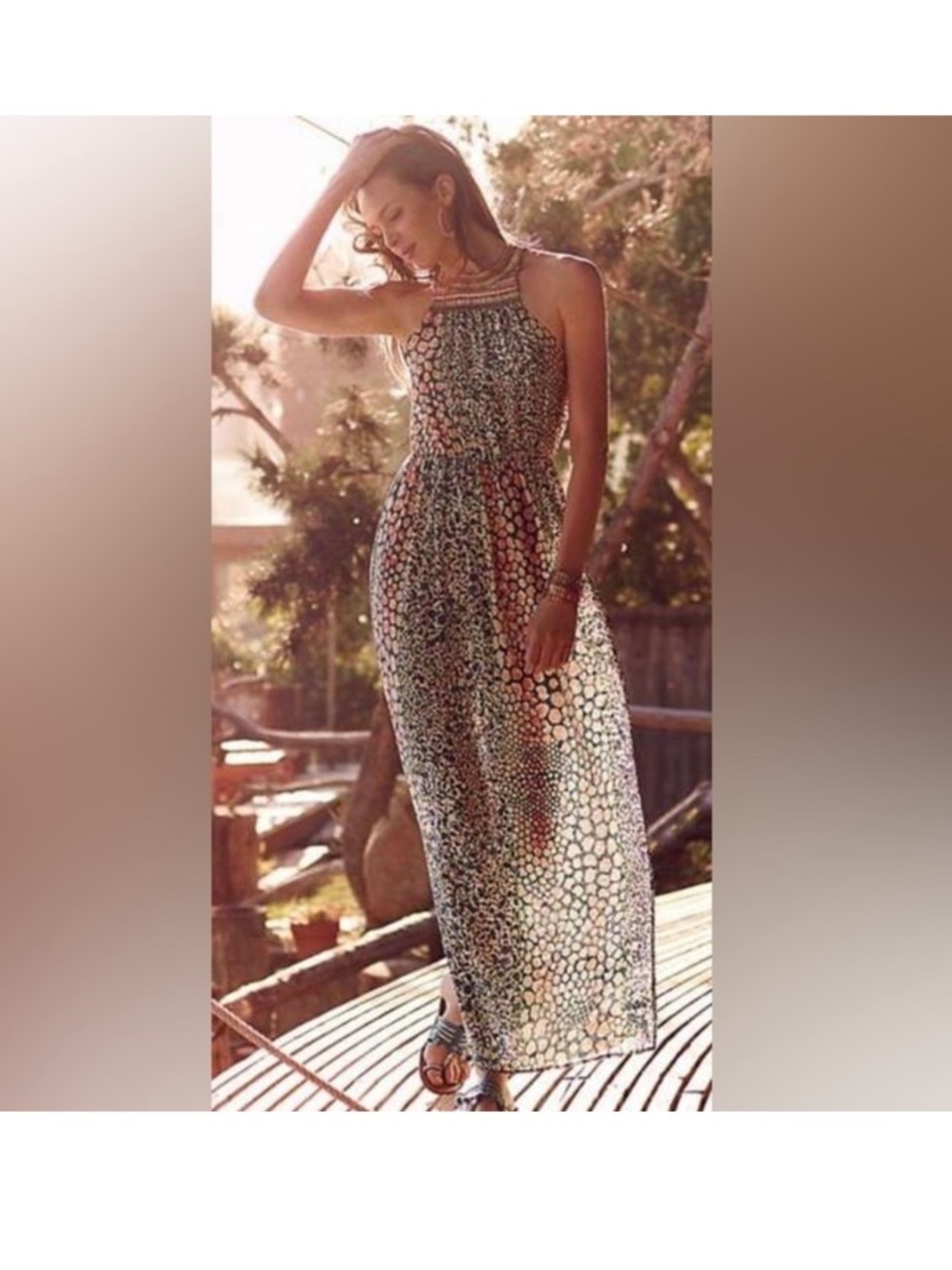 Anthropologie HD in Paris Halter Neck Animal Print Colourful Maxi Dress. Small - Picture 4 of 13